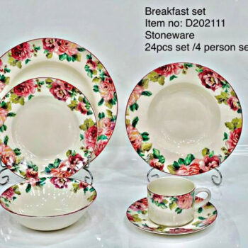 Pink floral breakfast set